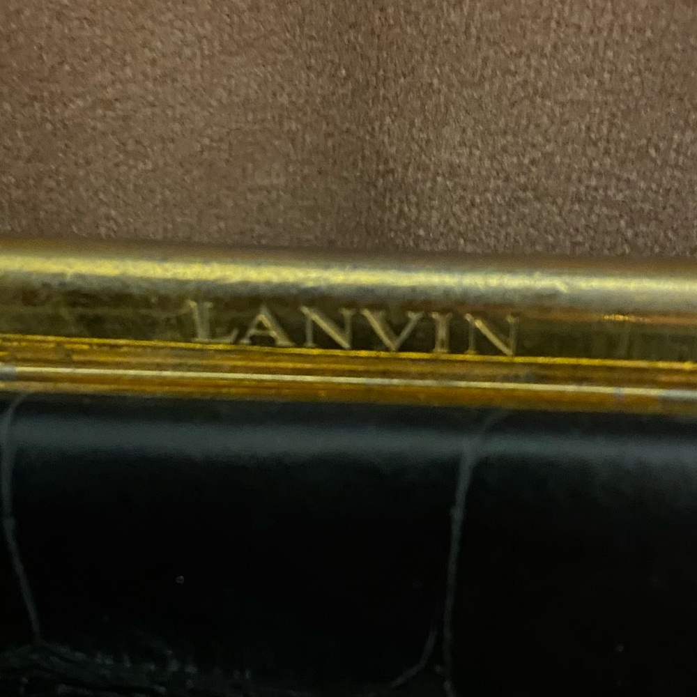 Lanvin Trilogy croc embossed black calfskin bag with gold plated hardware - Picture 6 of 9